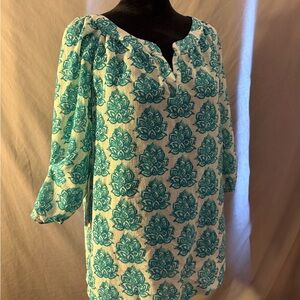 Merona Teal and White Tunic Top